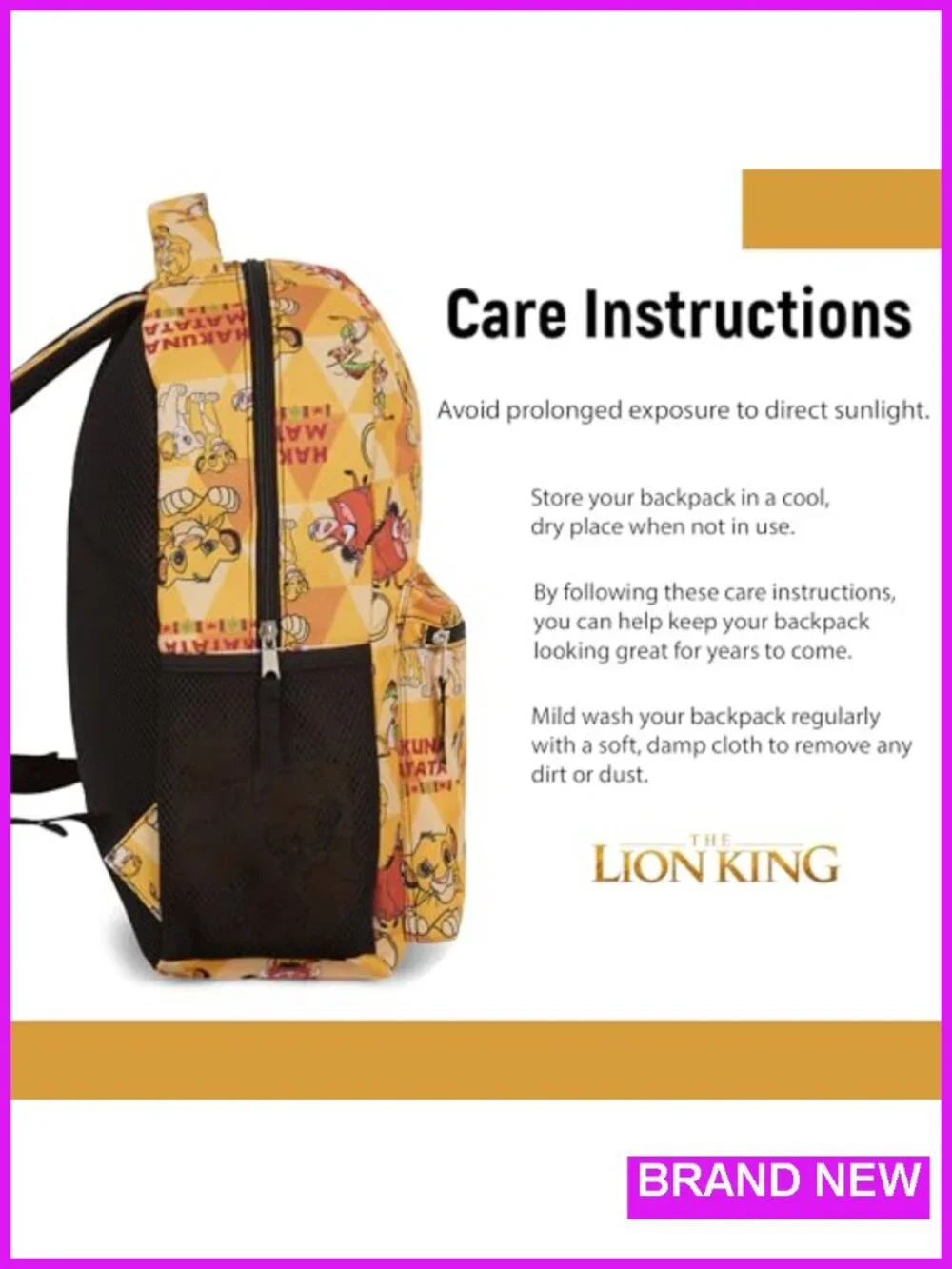 Disney Lion King Kids Backpack - School Bag with Simba Print